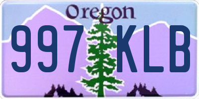 OR license plate 997KLB