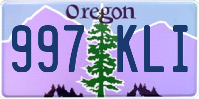 OR license plate 997KLI