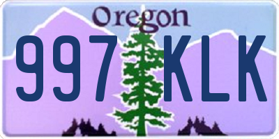 OR license plate 997KLK