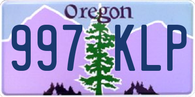 OR license plate 997KLP