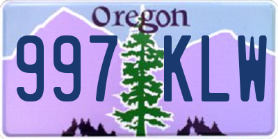 OR license plate 997KLW