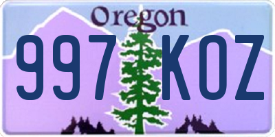 OR license plate 997KOZ