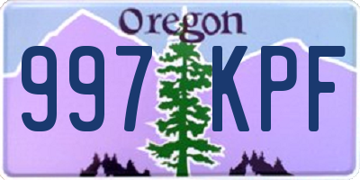 OR license plate 997KPF