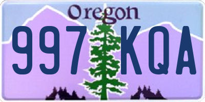 OR license plate 997KQA
