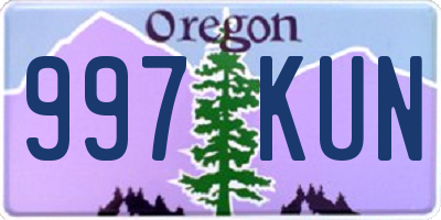 OR license plate 997KUN