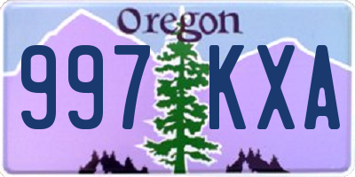 OR license plate 997KXA