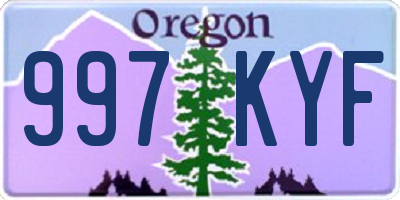 OR license plate 997KYF