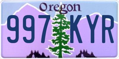 OR license plate 997KYR
