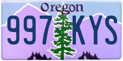 OR license plate 997KYS