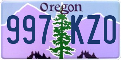 OR license plate 997KZO