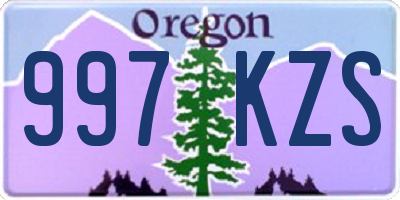 OR license plate 997KZS