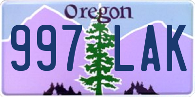 OR license plate 997LAK