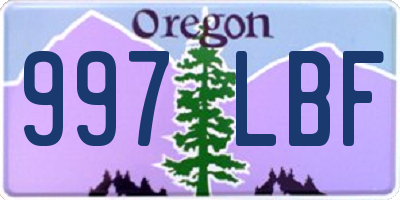 OR license plate 997LBF