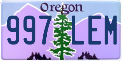 OR license plate 997LEM