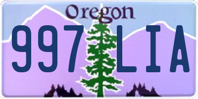 OR license plate 997LIA