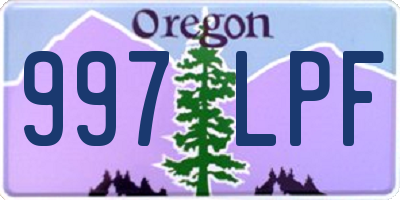 OR license plate 997LPF