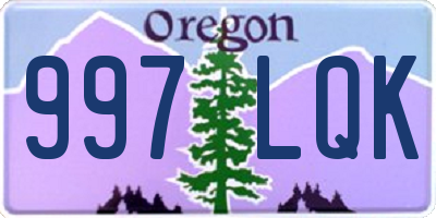 OR license plate 997LQK