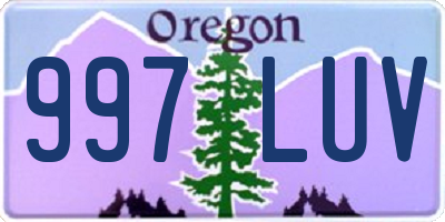 OR license plate 997LUV