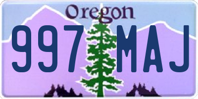 OR license plate 997MAJ