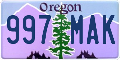 OR license plate 997MAK