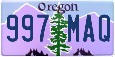 OR license plate 997MAQ