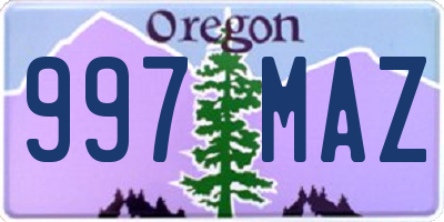 OR license plate 997MAZ