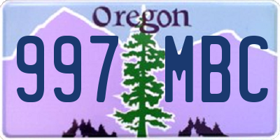 OR license plate 997MBC