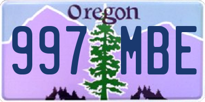 OR license plate 997MBE