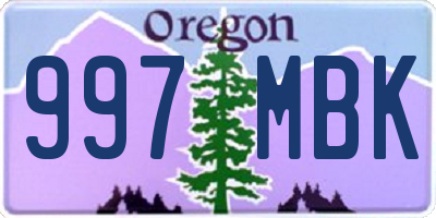 OR license plate 997MBK