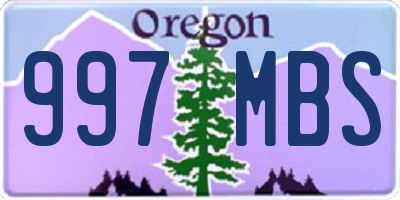 OR license plate 997MBS