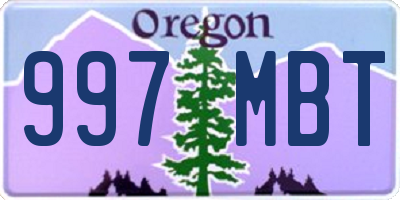 OR license plate 997MBT