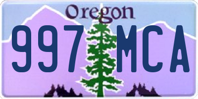 OR license plate 997MCA