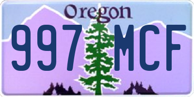 OR license plate 997MCF