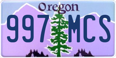 OR license plate 997MCS