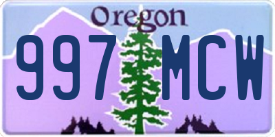 OR license plate 997MCW