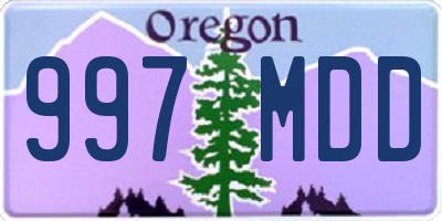 OR license plate 997MDD