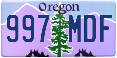 OR license plate 997MDF