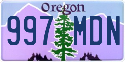 OR license plate 997MDN