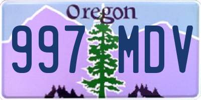 OR license plate 997MDV