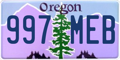 OR license plate 997MEB