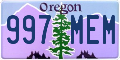 OR license plate 997MEM