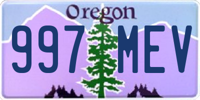 OR license plate 997MEV