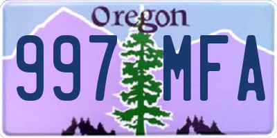 OR license plate 997MFA