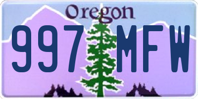 OR license plate 997MFW