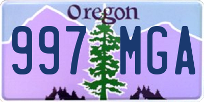 OR license plate 997MGA