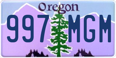 OR license plate 997MGM