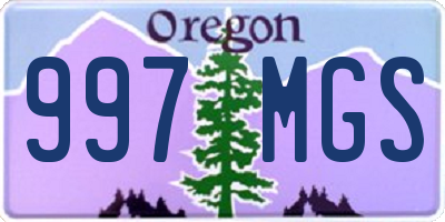 OR license plate 997MGS