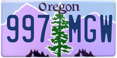 OR license plate 997MGW