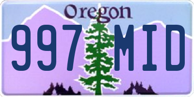 OR license plate 997MID