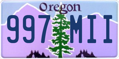 OR license plate 997MII